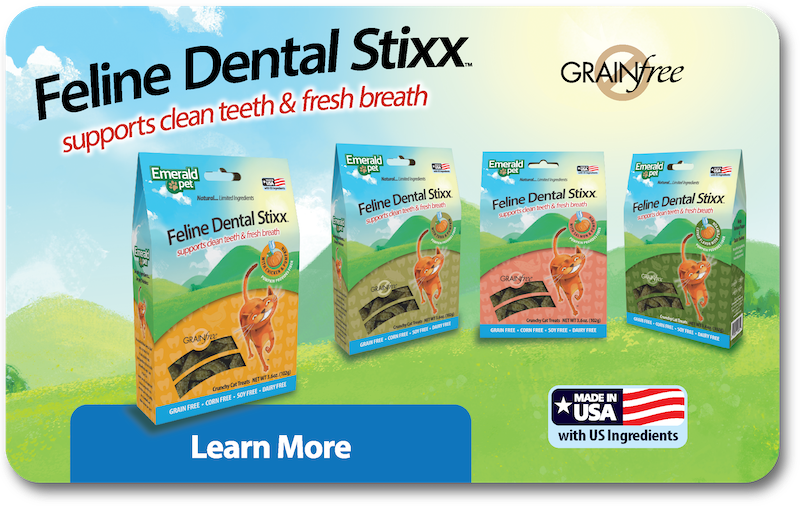 Feline Dental Stixx supports clean teeth & fresh breath - Learn More