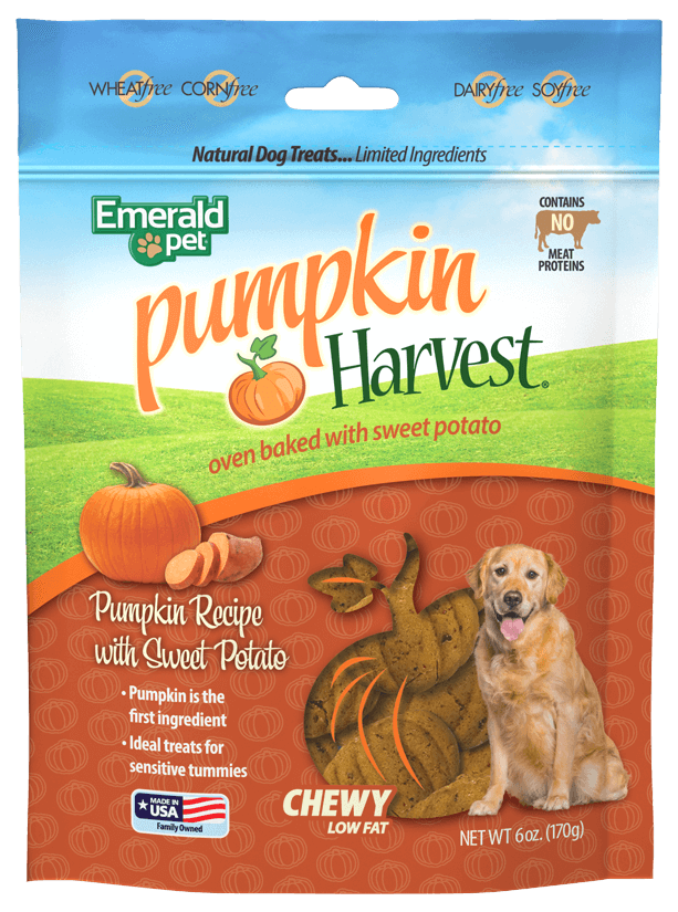 Pumpkin Harvest Treats, oven baked with sweet potato, front packaging